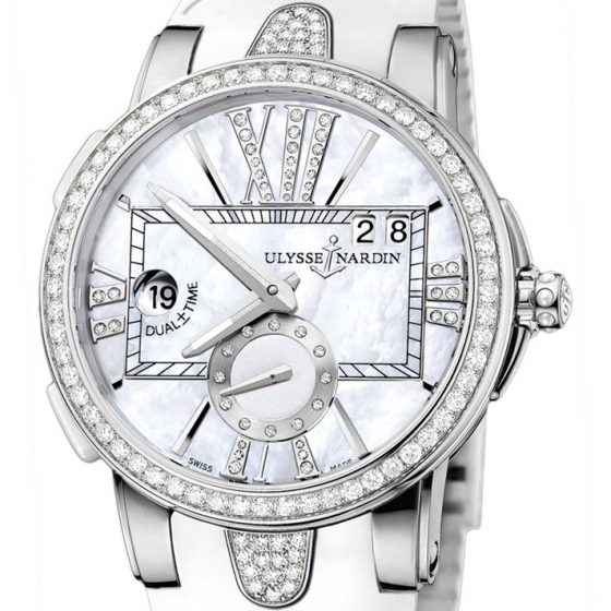 Ulysse Nardin Executive Dual Time 243-10B/391 Replica Ladies’ Watches With White Leather Straps For UK Sale