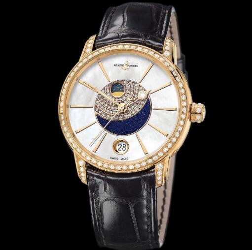 Moon Phase Fake Ulysse Nardin Classic 8296-123BC-2/91-AV Watch UK For Women