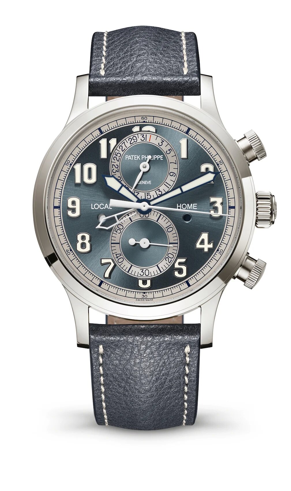 UK Perfect Replica Patek Philippe wows with the Calatrava Pilot Travel Time Chronograph in white gold